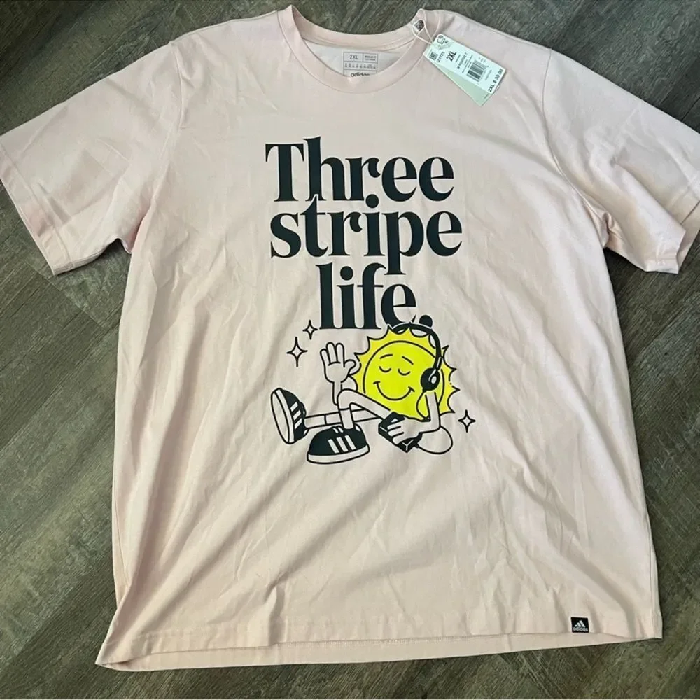 Adidas Three Stripe Life Tee-Size 2XL